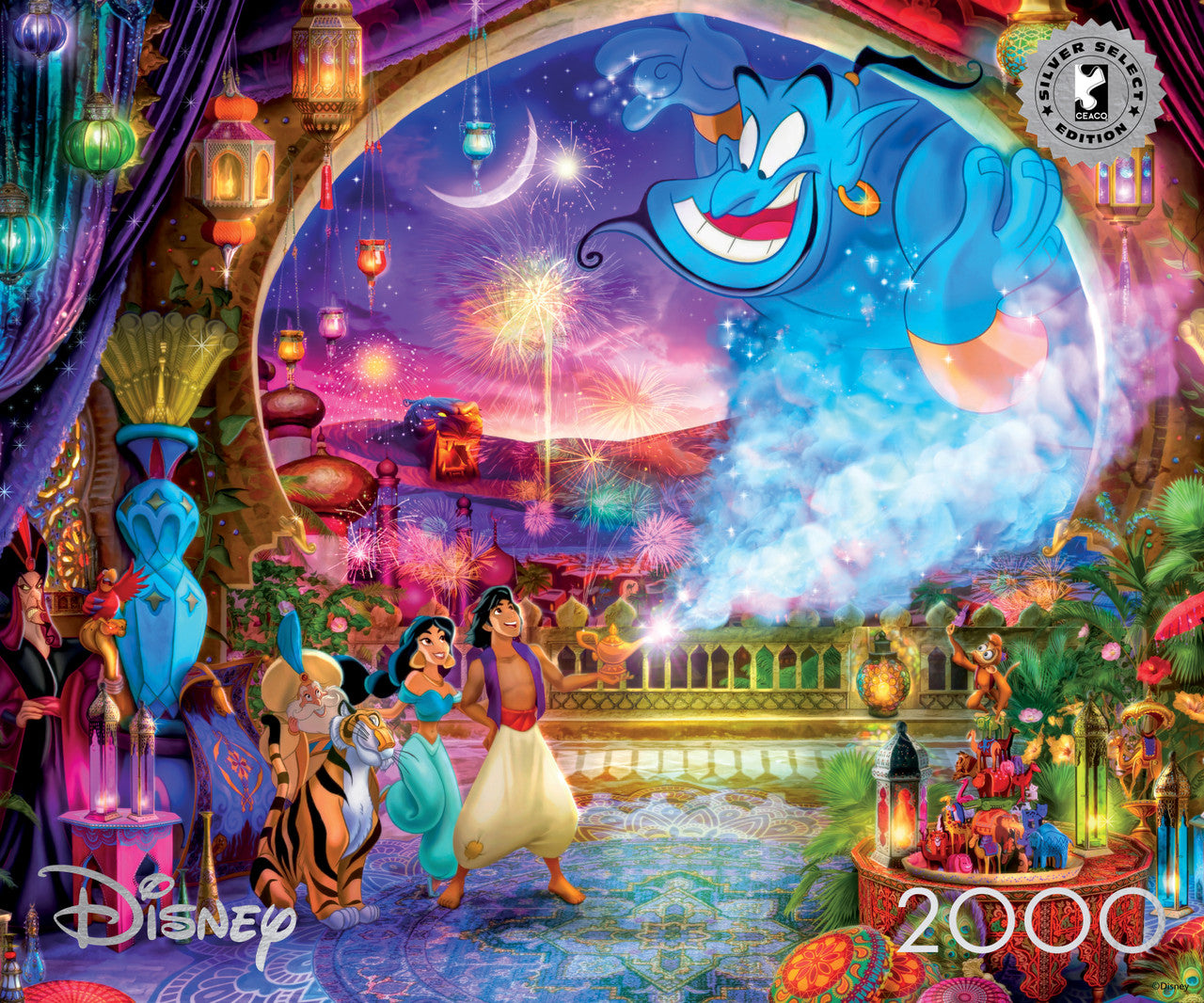 Ceaco Puzzle: Disney - Aladdin 2000 Piece Puzzle (Silver Select Edition) - Giftable Package With Silver Foil Accents