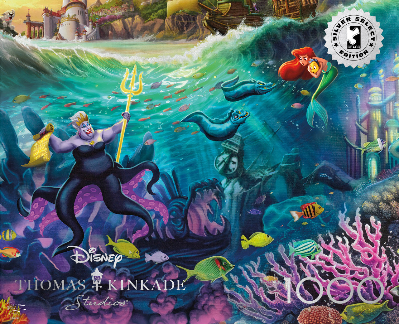 Ceaco Puzzle: Disney Ursula 1000 Piece Puzzle (Silver Select Edition) - Giftable Package With Silver Foil Accents