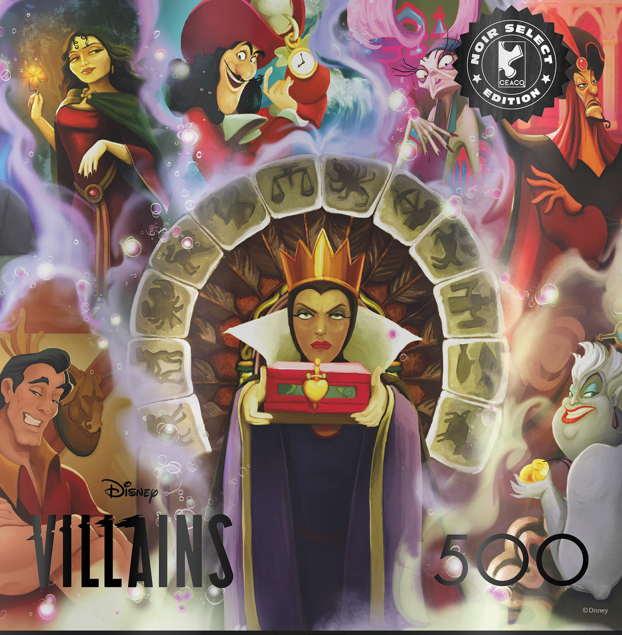 Ceaco Puzzle: Disney: Villains 500 Piece Puzzle - Noir Select Edition - Giftable Package With Silver Foil Accents