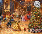Ceaco Puzzle: Beauty and the Beast Christmas Celebration 1000 Piece Puzzle (Silver Select Edition) - Giftable Package With Silver Foil Accents