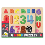 Little Buffalo - 4 Pack Wooden Jigsaw Puzzles for Kids Ages 3+