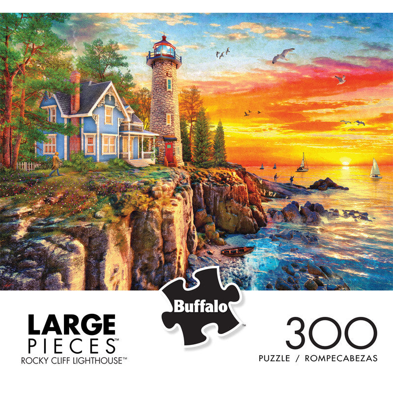 Rocky Cliff Lighthouse 300 Large Piece Jigsaw Puzzle Front