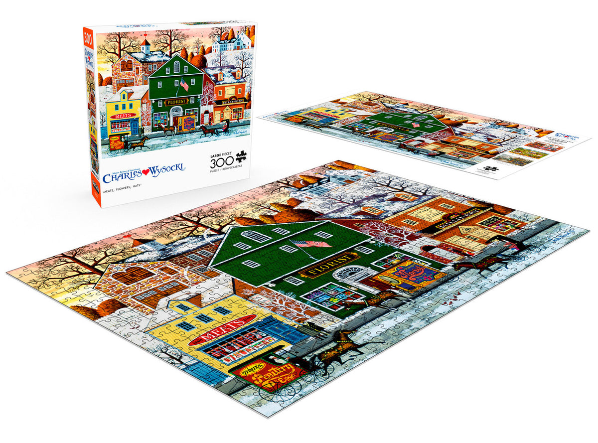 Charles Wysocki Meats, Flowers, Hats 300 Large Piece Jigsaw Puzzle Contents