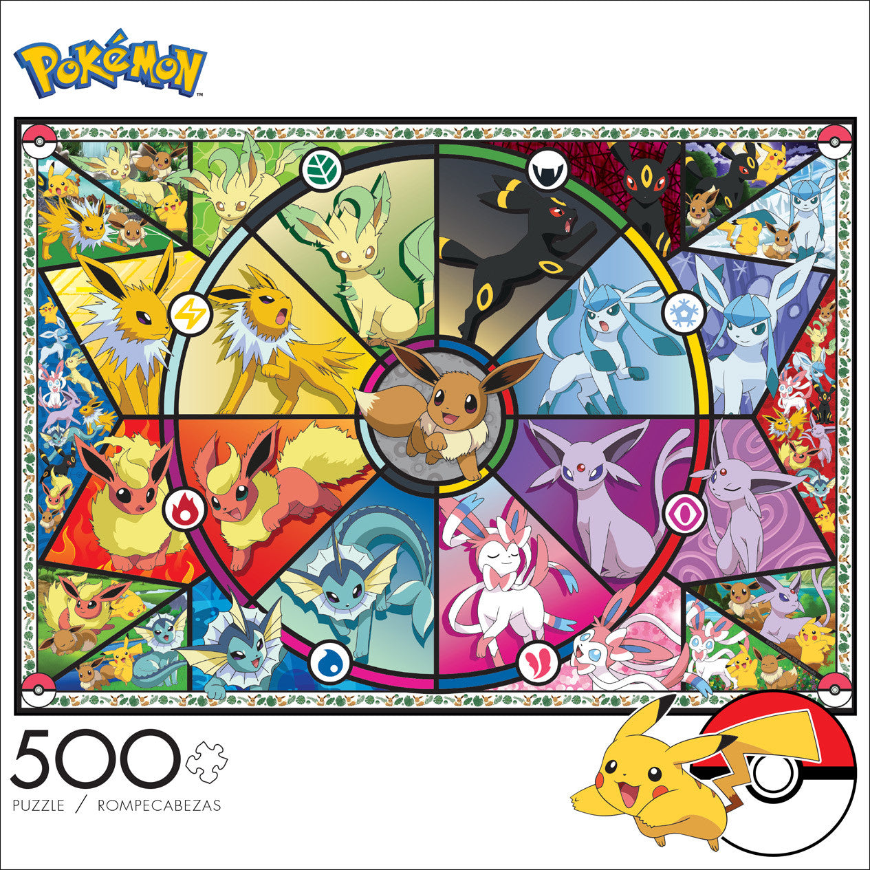 Pokemon - Eevee Evolutions: Eevee's Stained Glass: 500 Piece Puzzle