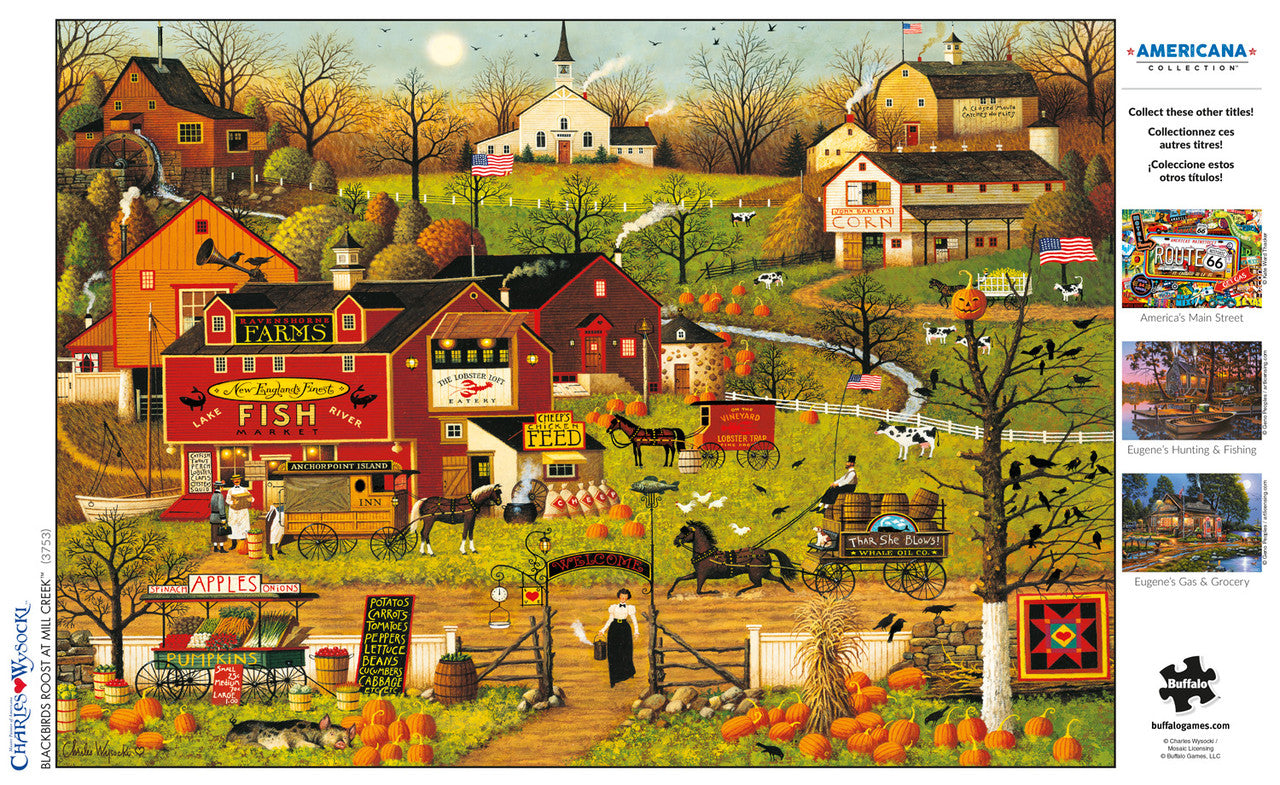 Charles Wysocki Blackbirds Roost at Mill Creek 500 Piece Jigsaw Puzzle Poster