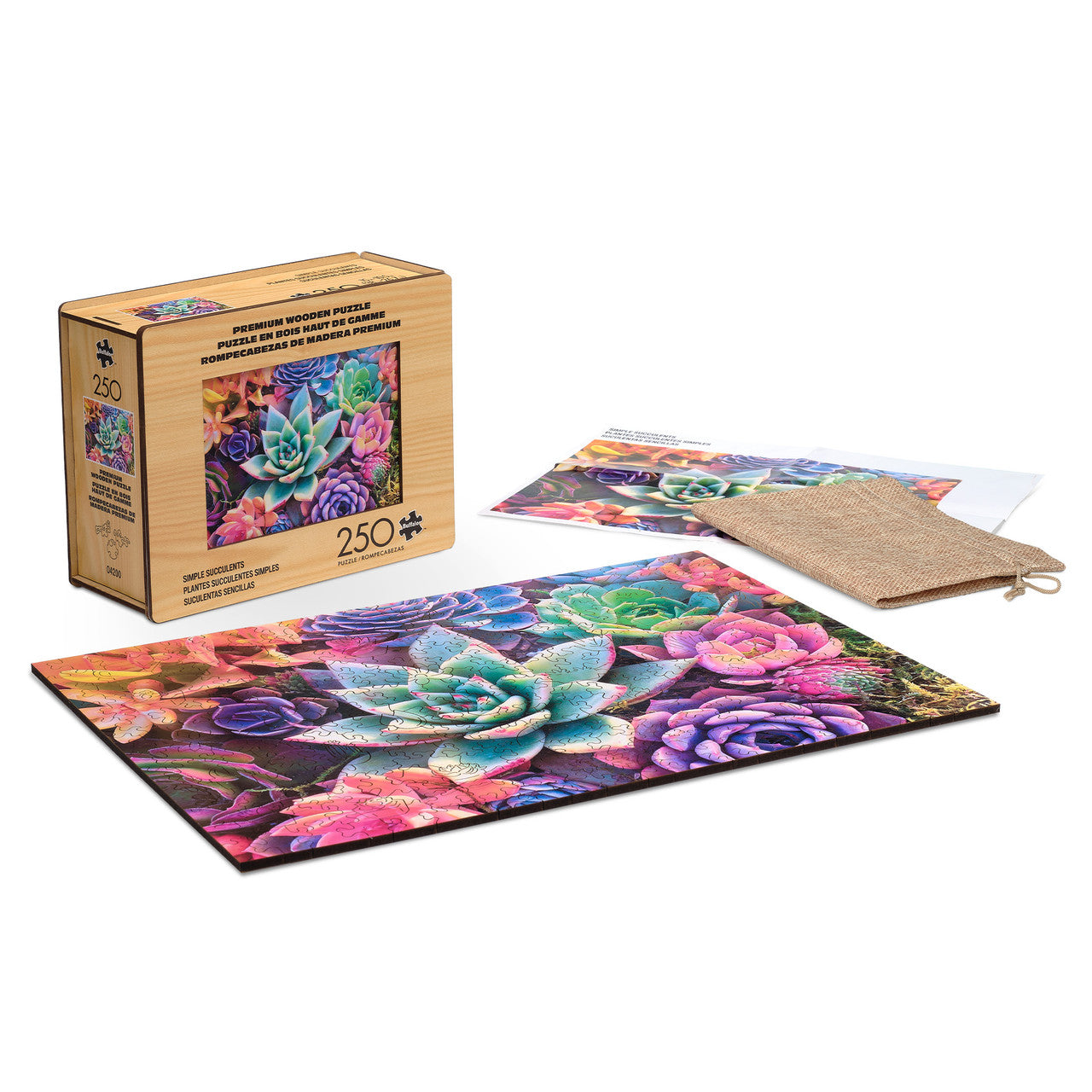 Wood Puzzle: Simple Succulent-Whimsy Pieces 250 Piece Puzzle
