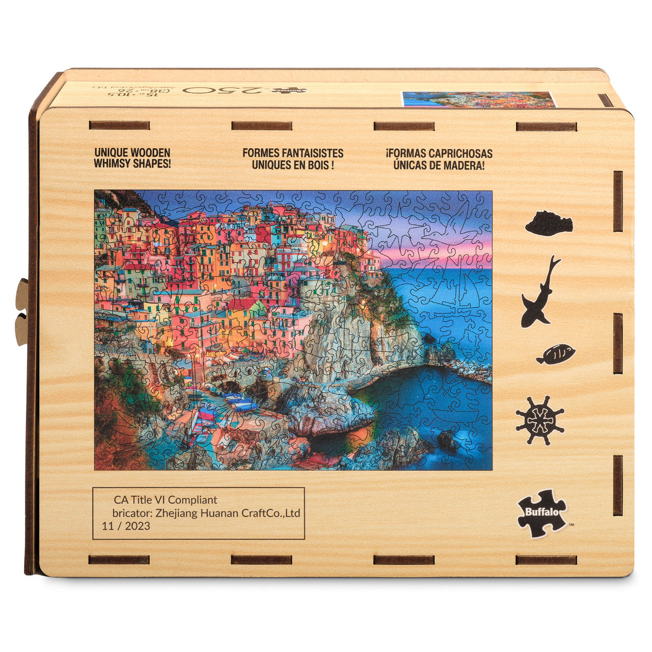 Wood Puzzle: Cinque Terre-Whimsy Pieces 250 Piece Puzzle