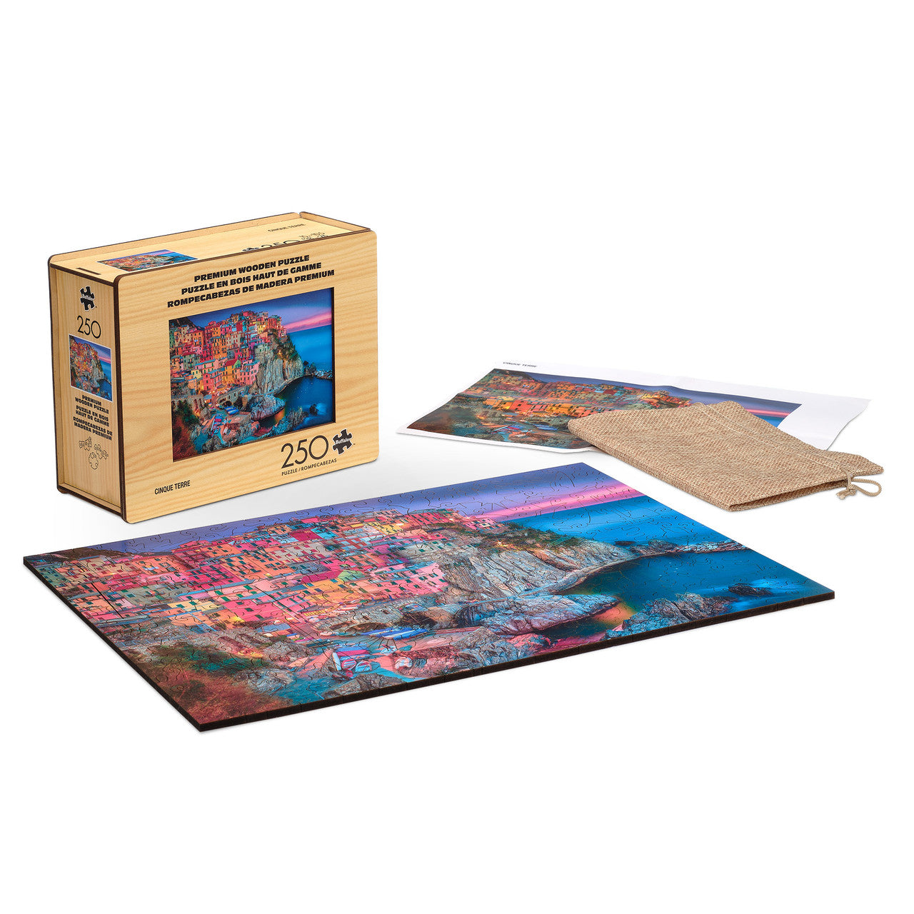 Wood Puzzle: Cinque Terre-Whimsy Pieces 250 Piece Puzzle