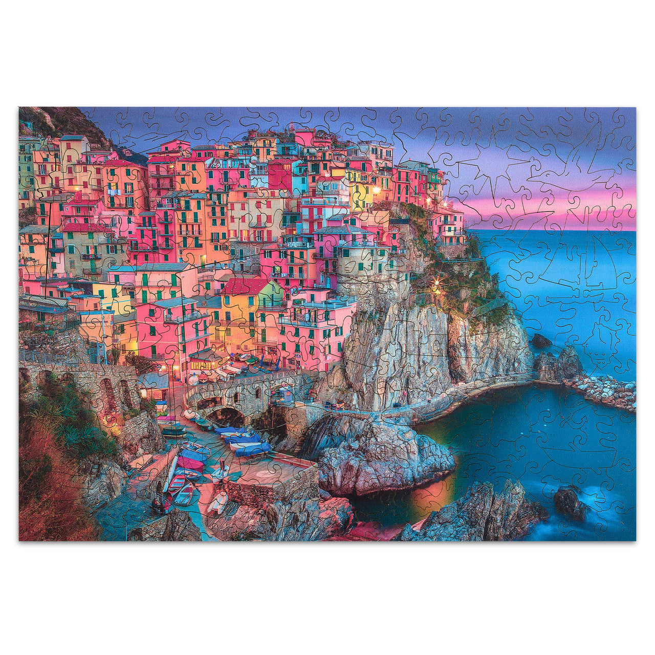 Wood Puzzle: Cinque Terre-Whimsy Pieces 250 Piece Puzzle