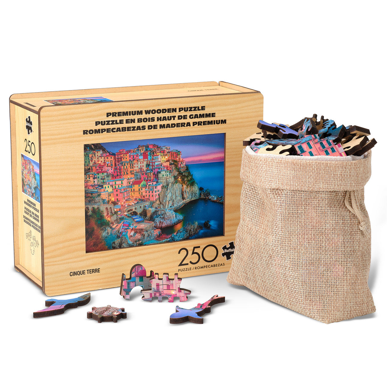 Wood Puzzle: Cinque Terre-Whimsy Pieces 250 Piece Puzzle