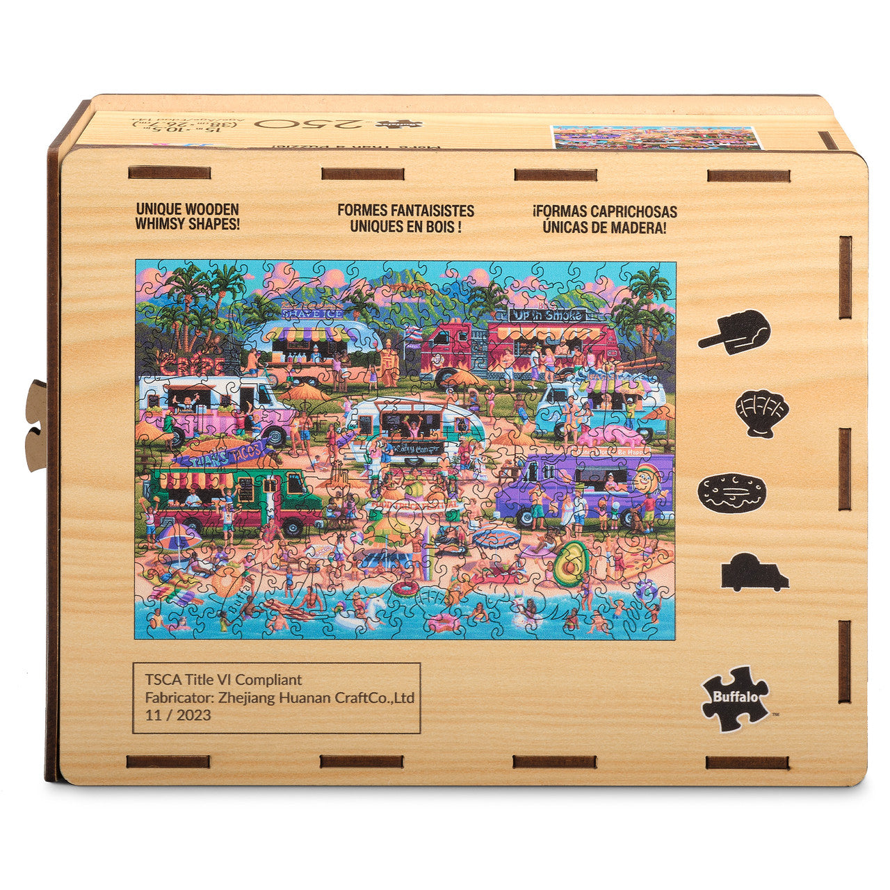 Wood Puzzle: Hawaiian Food Truck Festival-Whimsy Pieces 250 Piece Puzzle