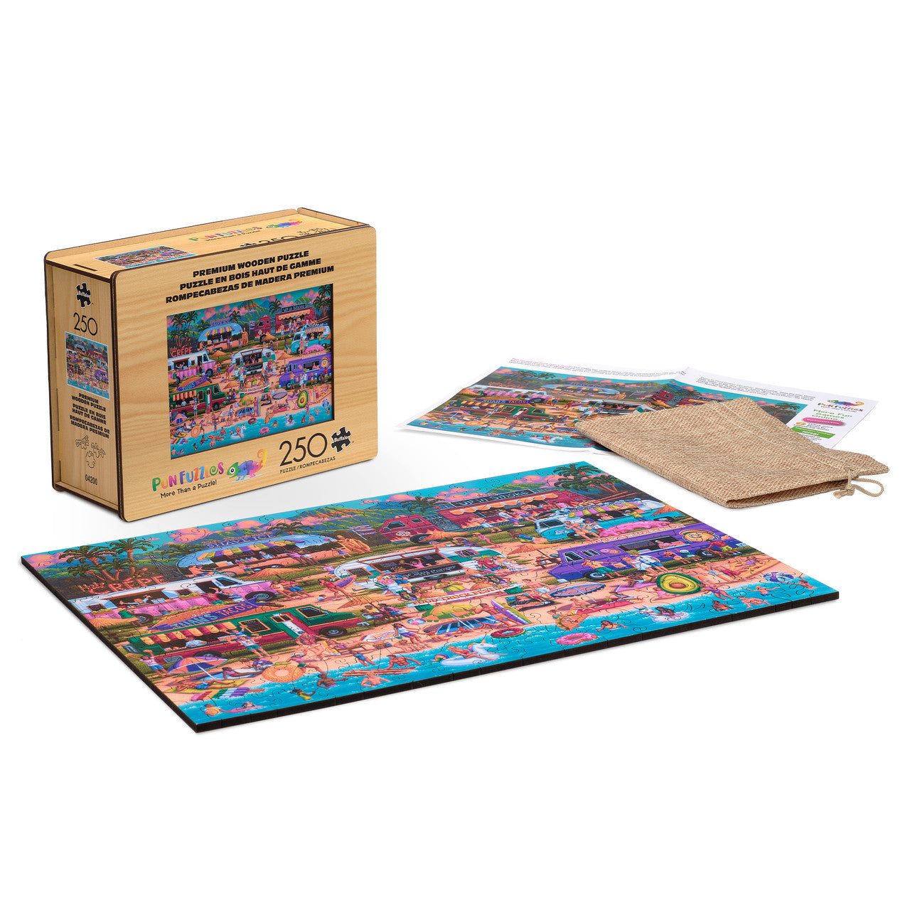 Wood Puzzle: Hawaiian Food Truck Festival-Whimsy Pieces 250 Piece Puzzle