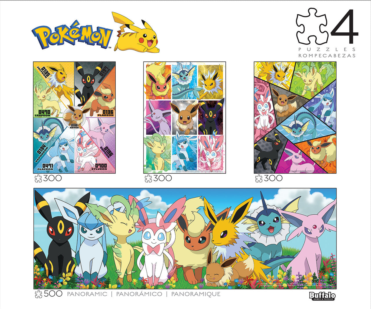 4 X 1 Multipack - Pokémon - Eevee Montage 300 & 500 Piece puzzles