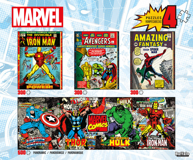 4 X 1 Multipack - Marvel Comics 300 & 500 Piece Jigsaw Puzzles