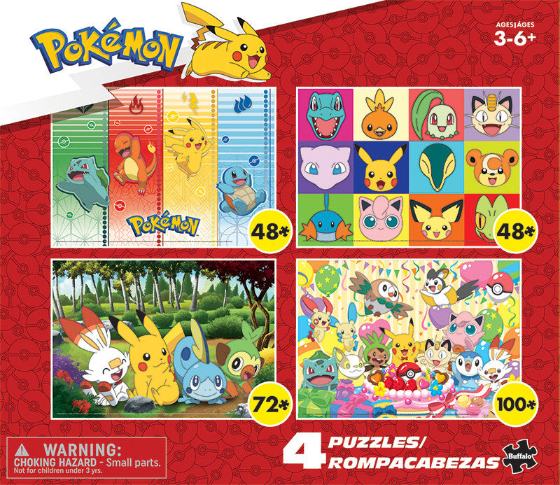 Kids Pokemon 4 X 1 Kids Multipack Puzzles 48, 72 & 100 piece puzzles