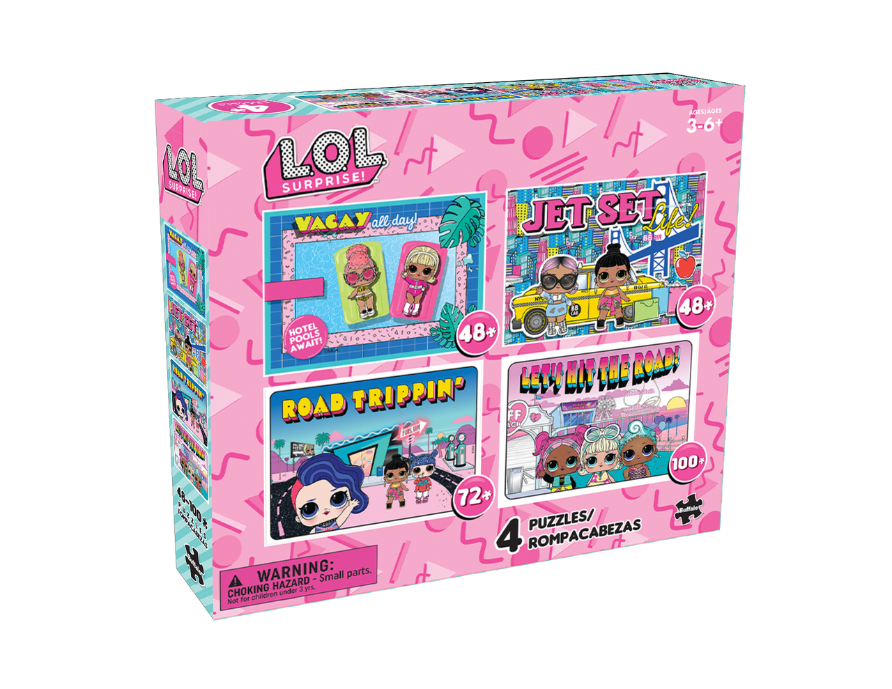 Kids  - LOL Travel - Multipack 4 x 1 Puzzles - 48, 72 & 100 Piece Puzzles