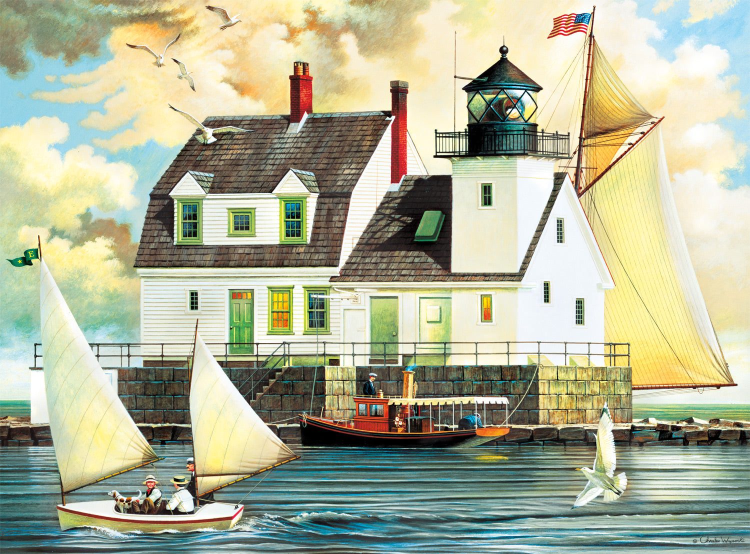 Charles Wysocki: Rockland Breakwater Light 1000 Piece Puzzle
