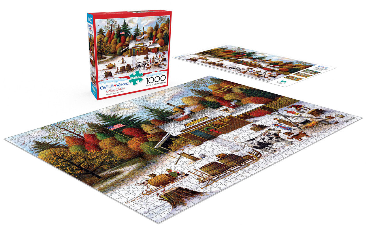 Charles Wysocki Vermont Maple Tree Tappers 1000 Piece Jigsaw Puzzle Contents