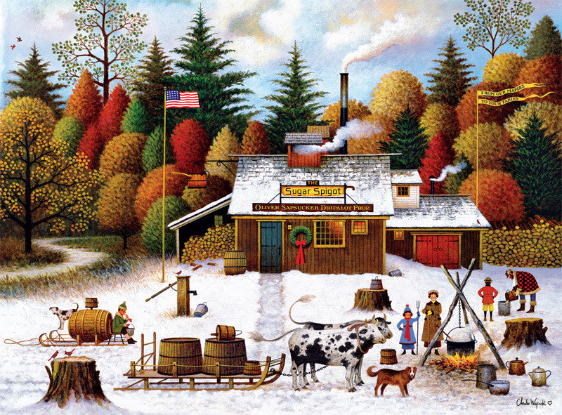 Charles Wysocki Vermont Maple Tree Tappers 1000 Piece Jigsaw Puzzle