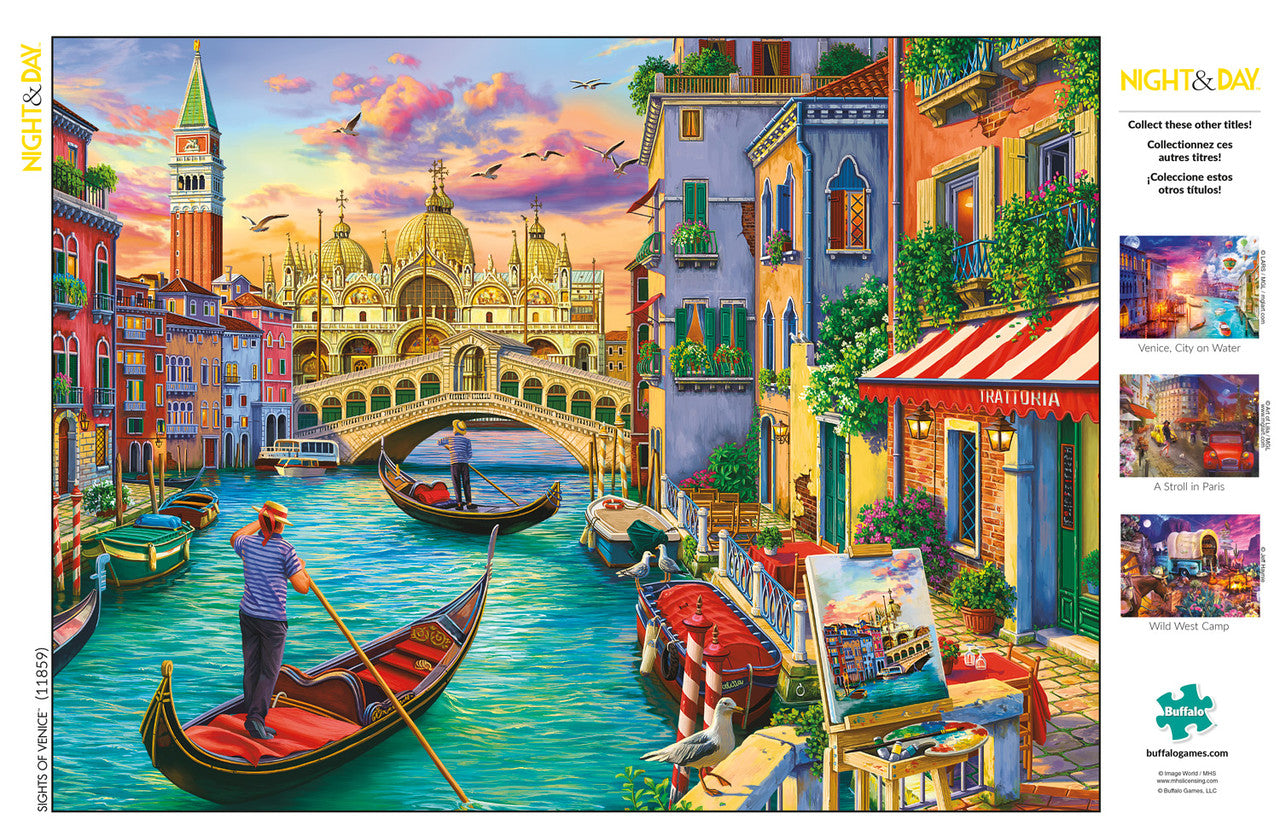 Night & Day Sights of Venice 1000 Piece Jigsaw Puzzle Poster