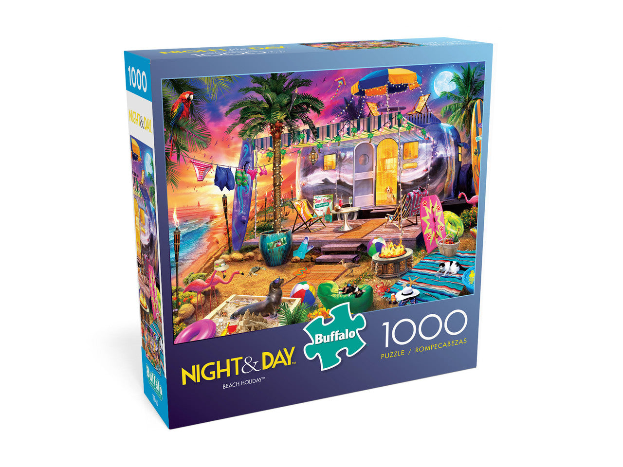 Night & Day Beach Holiday 1000 Piece Jigsaw Puzzle Box
