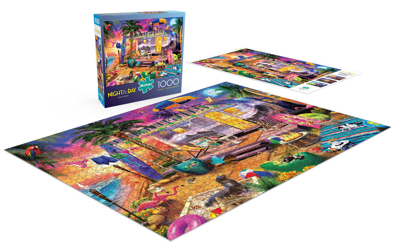 Night & Day Beach Holiday 1000 Piece Jigsaw Puzzle Contents