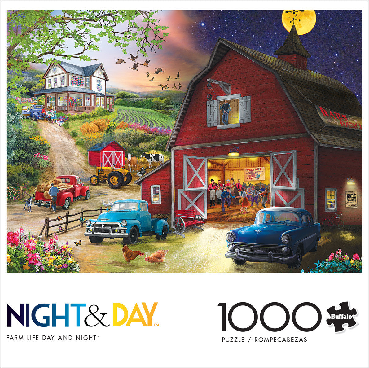 Night & Day: Farm Life Day and Night 1000 Piece Puzzle