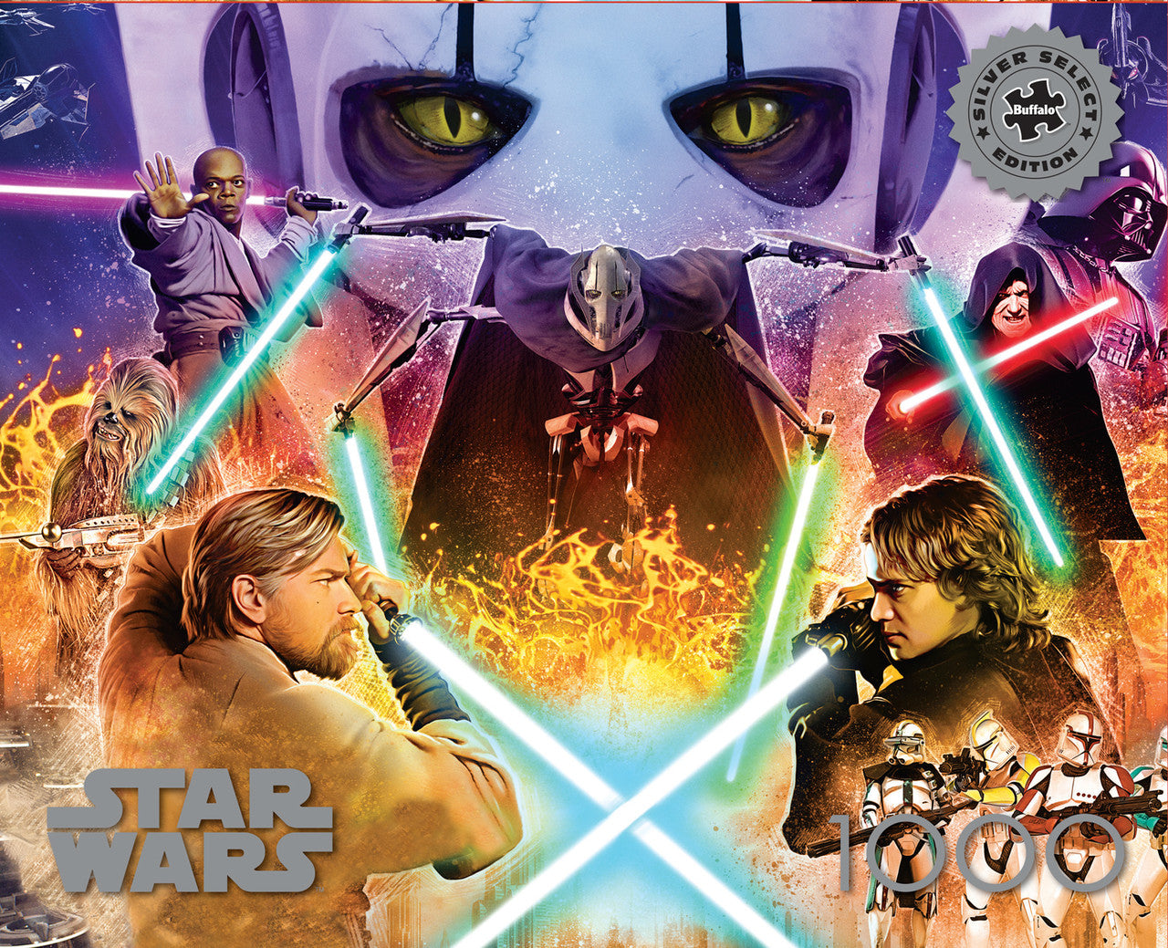 Star Wars - "If you’re not with me, then you’re my enemy." 1000 Piece Puzzle- Silver Select: Giftable Box With Silver Foil Accents