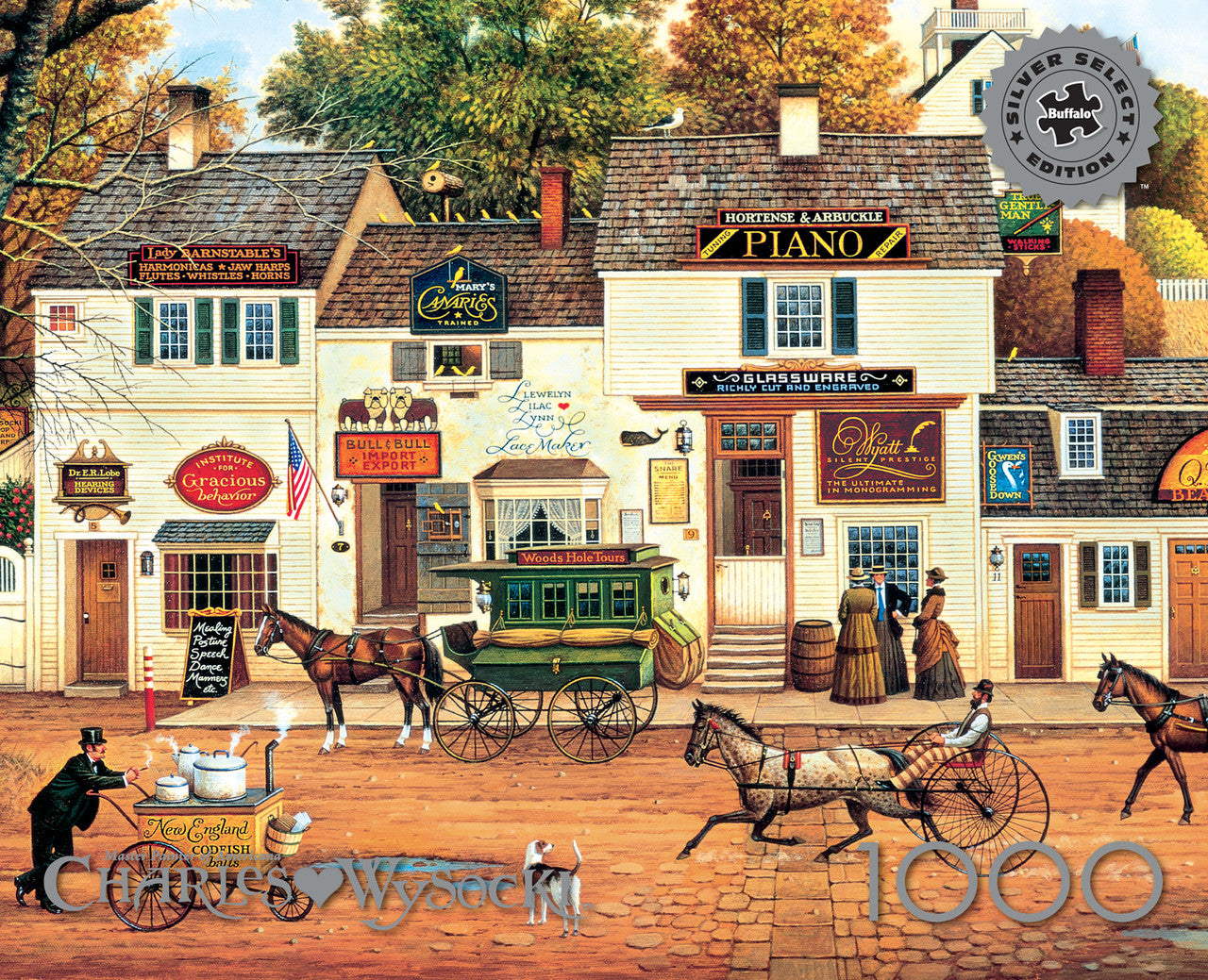 Charles Wysocki - Olde Cape Cod 1000 Piece Puzzle - Silver Select: Giftable Box With Silver Foil Accents