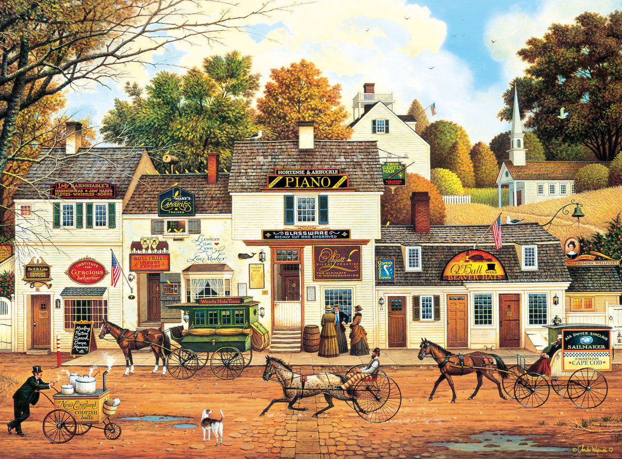 Charles Wysocki - Olde Cape Cod 1000 Piece Puzzle - Silver Select: Giftable Box With Silver Foil Accents