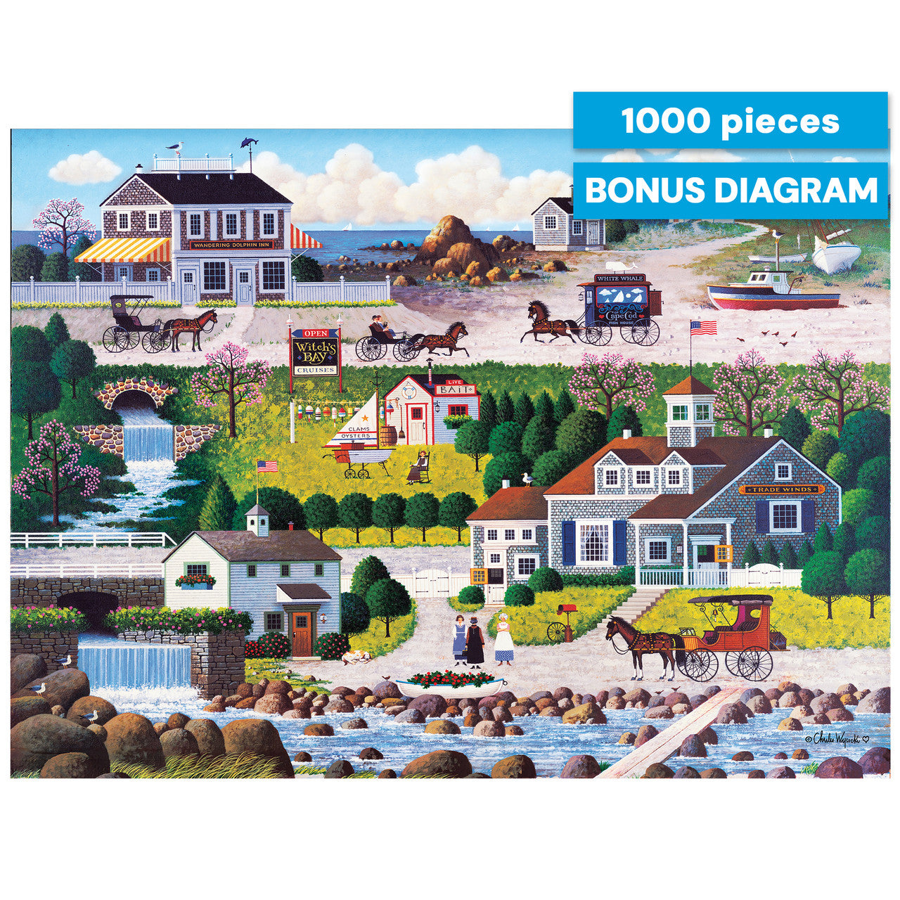 Charles Wysocki - Cricket Hawk Habor - Siver Select 1000 Piece Jigsaw Puzzle