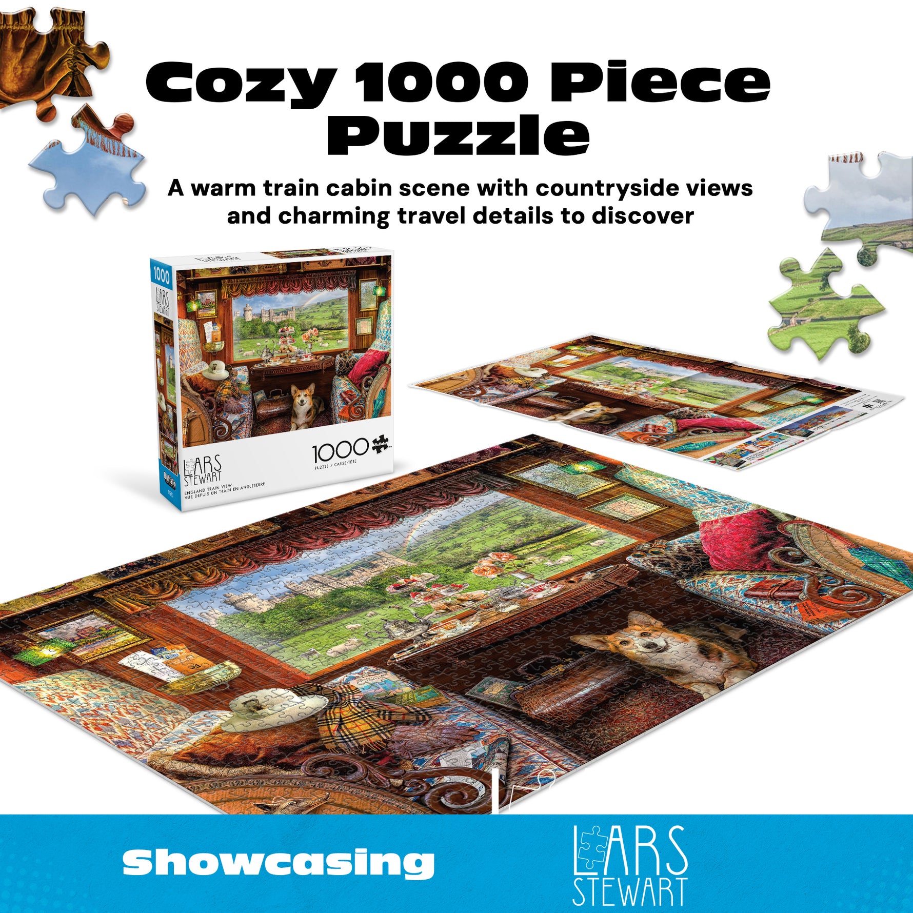 Lars Stewart England Train View 1000 Piece Jigsaw Puzzle