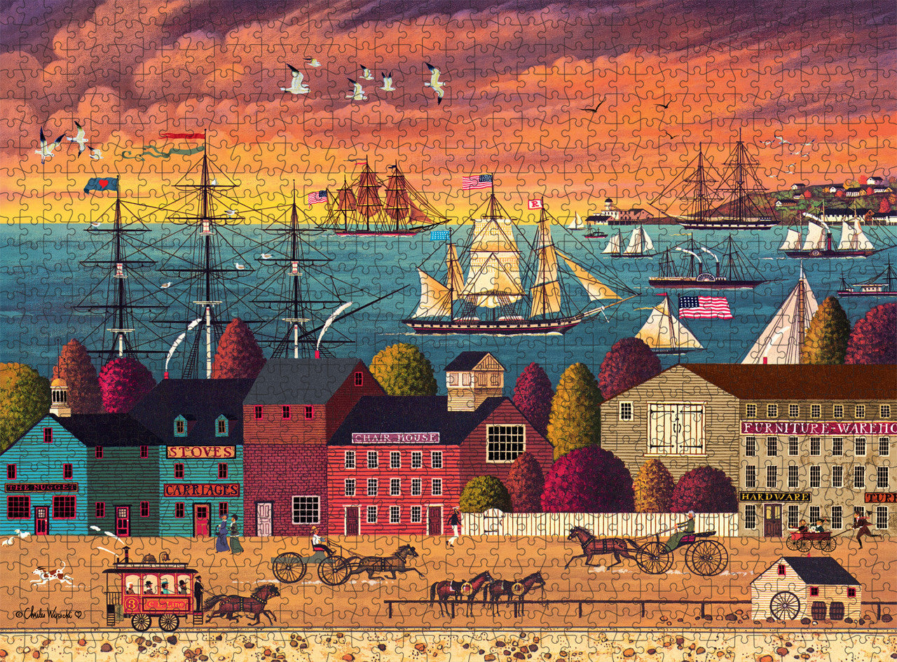Charles Wysocki: Hoopla at the Harbor 1000 Piece Puzzle
