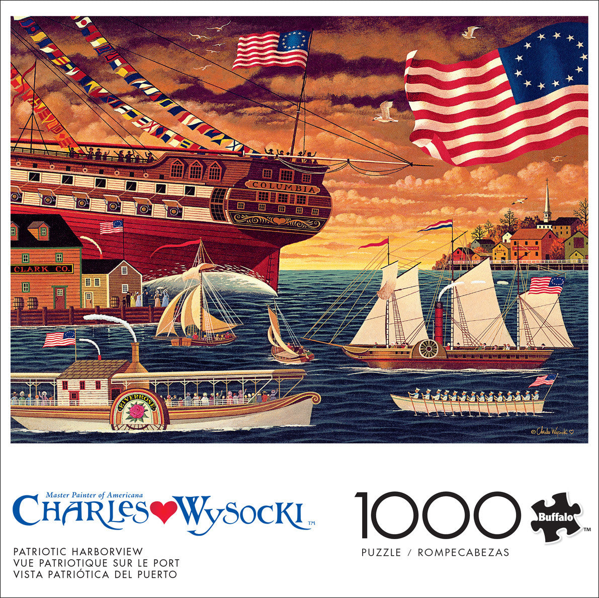 Charles Wysocki: Patriotic Harborview 1000 Piece Puzzle