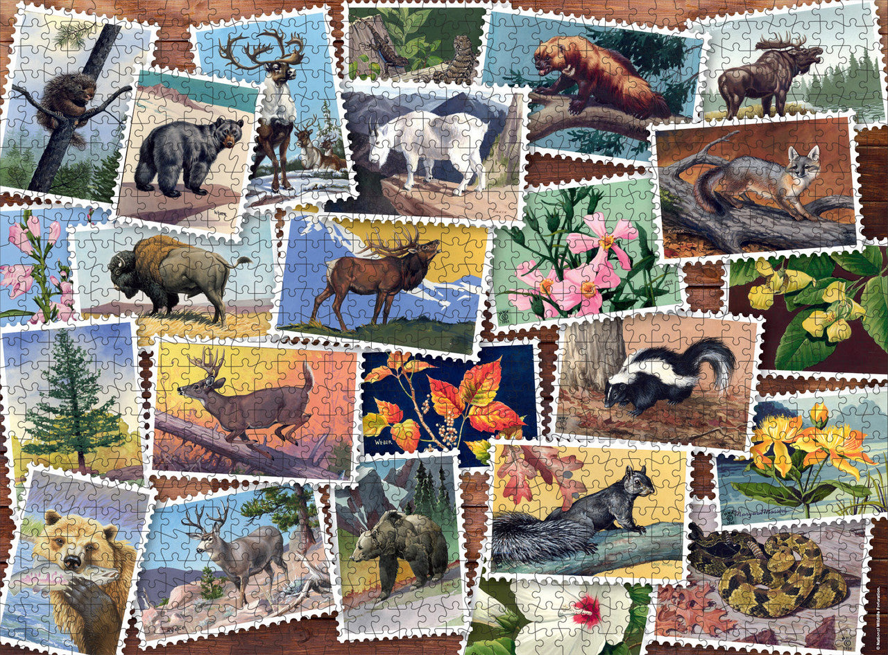 National Wildlife Federation Stamps Collage 1000 Piece Puzzle