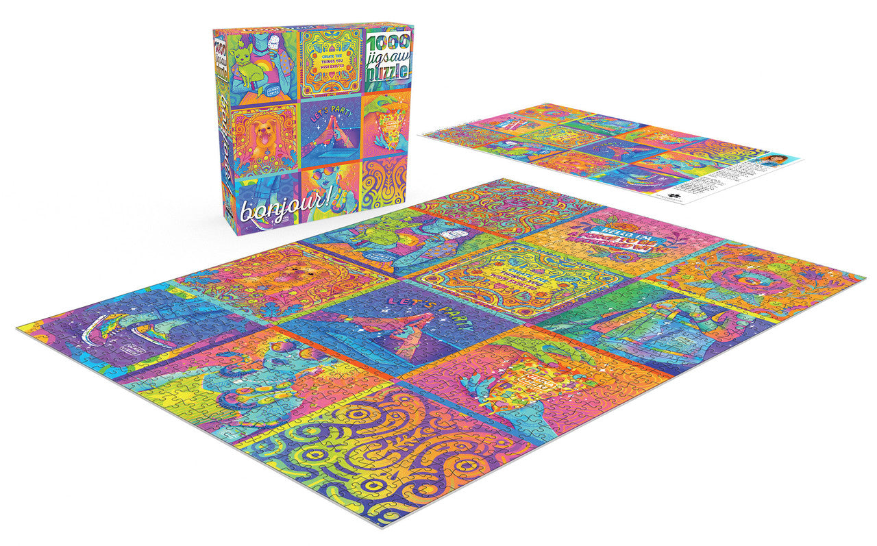 Bonjour: Neon Collage 1000 Piece Puzzle
