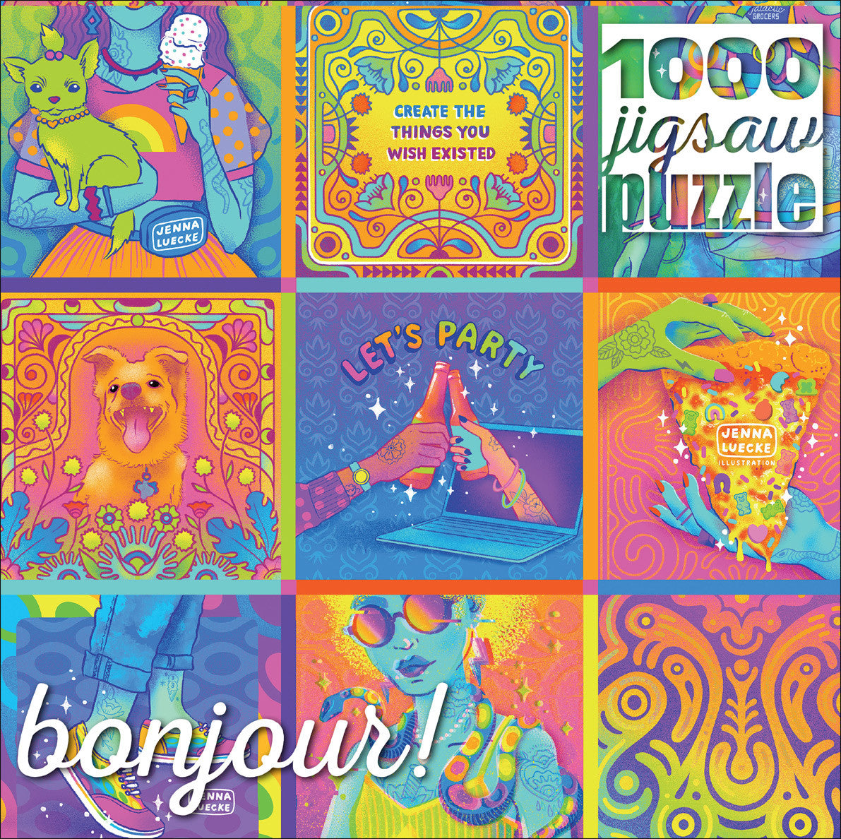 Bonjour: Neon Collage 1000 Piece Puzzle