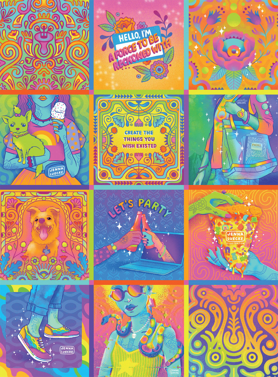 Bonjour: Neon Collage 1000 Piece Puzzle