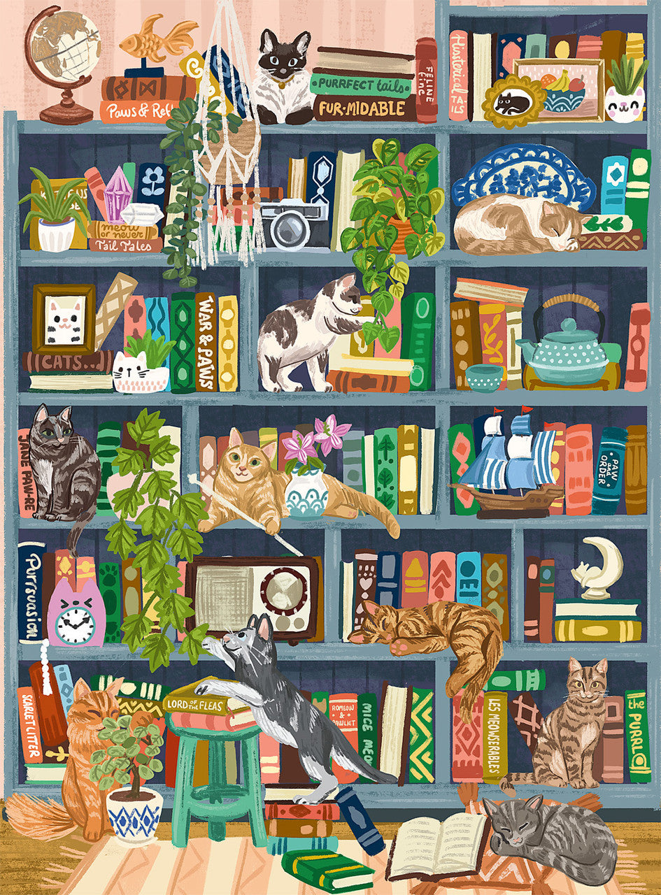 Bonjour: Cats at Home Library 1000 Piece Puzzle