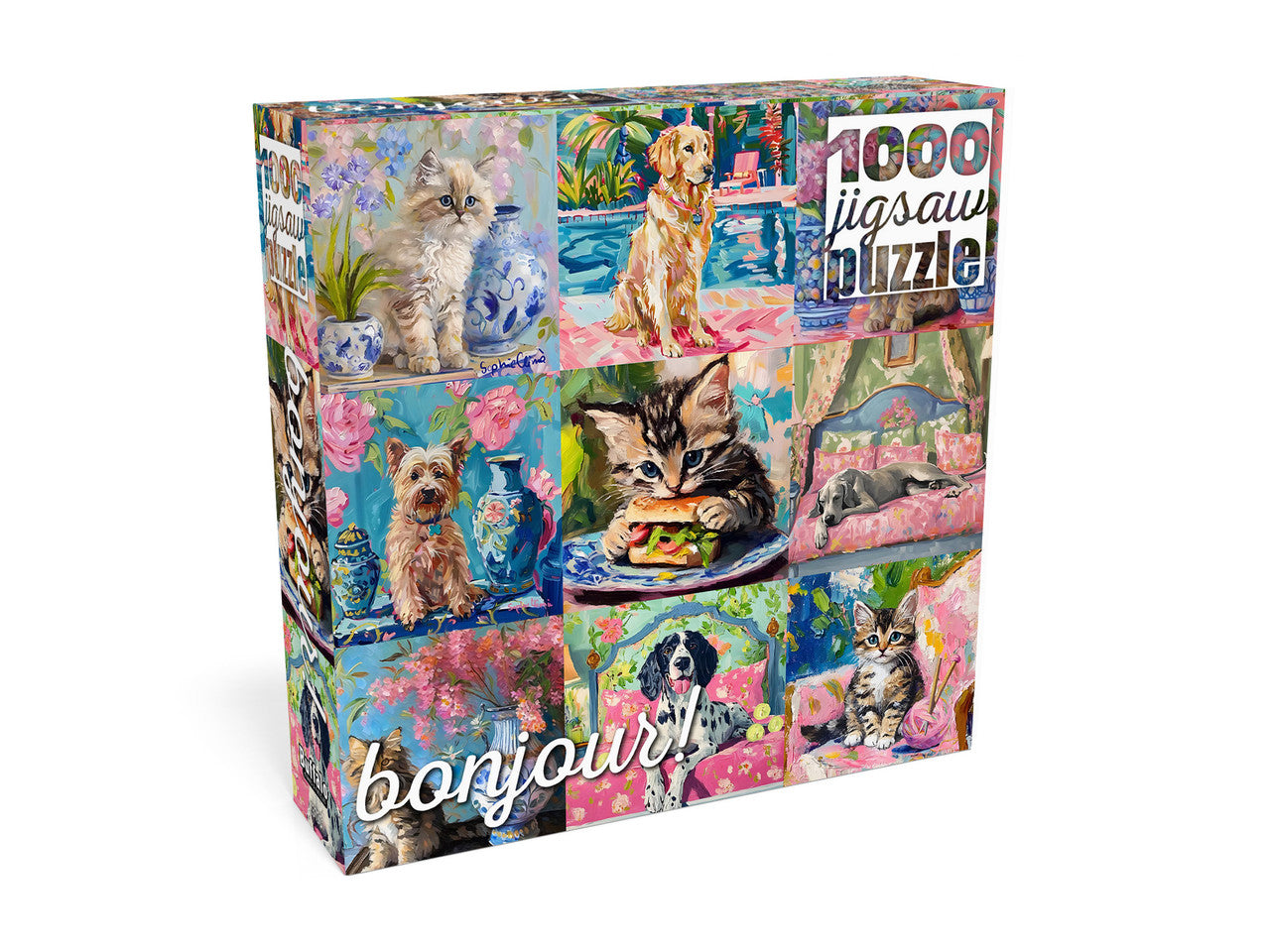 Bonjour: Cats and Dogs Collage 1000 Piece Puzzle