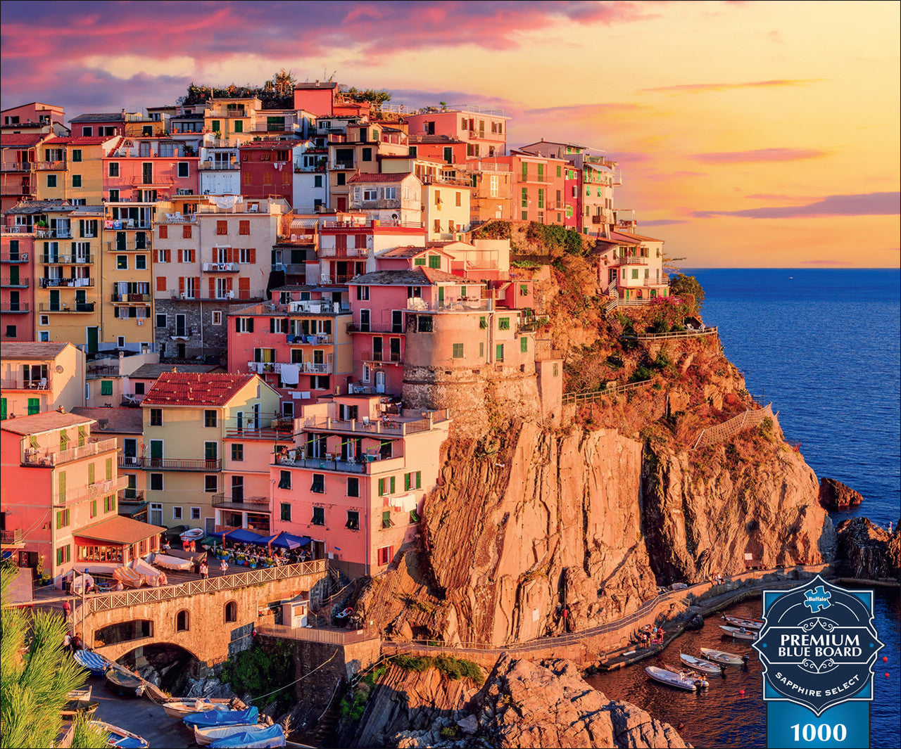 Sapphire Select: Cinque Terre Sunset 1000 Piece Puzzle  (Premium Blue Board)