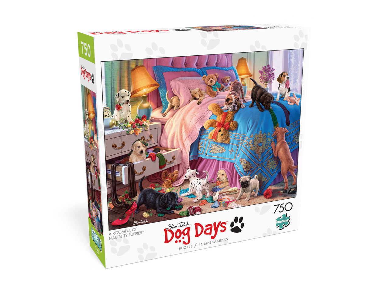 Dog Days A Roomful of Naughty Puppies 750 Piece Jigsaw Puzzle Box