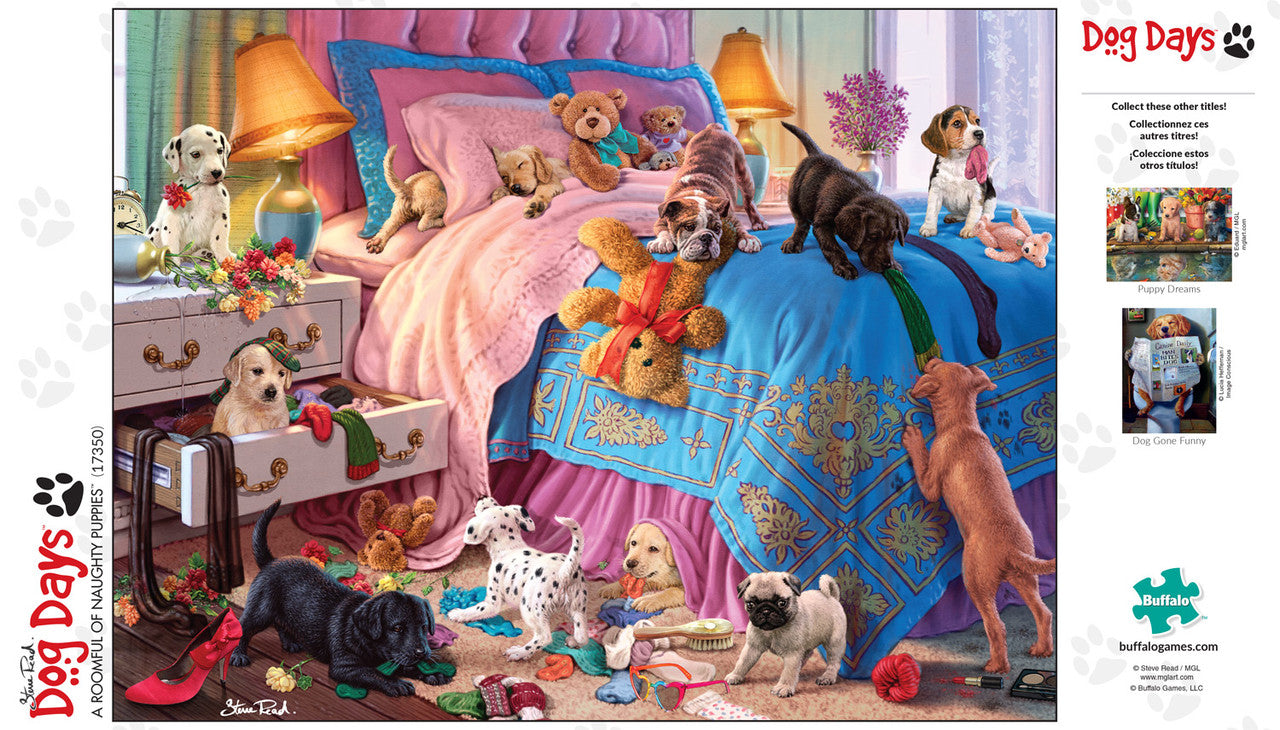 Dog Days A Roomful of Naughty Puppies 750 Piece Jigsaw Puzzle Poster