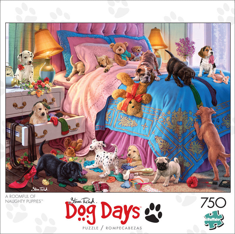 Dog Days A Roomful of Naughty Puppies 750 Piece Jigsaw Puzzle Front
