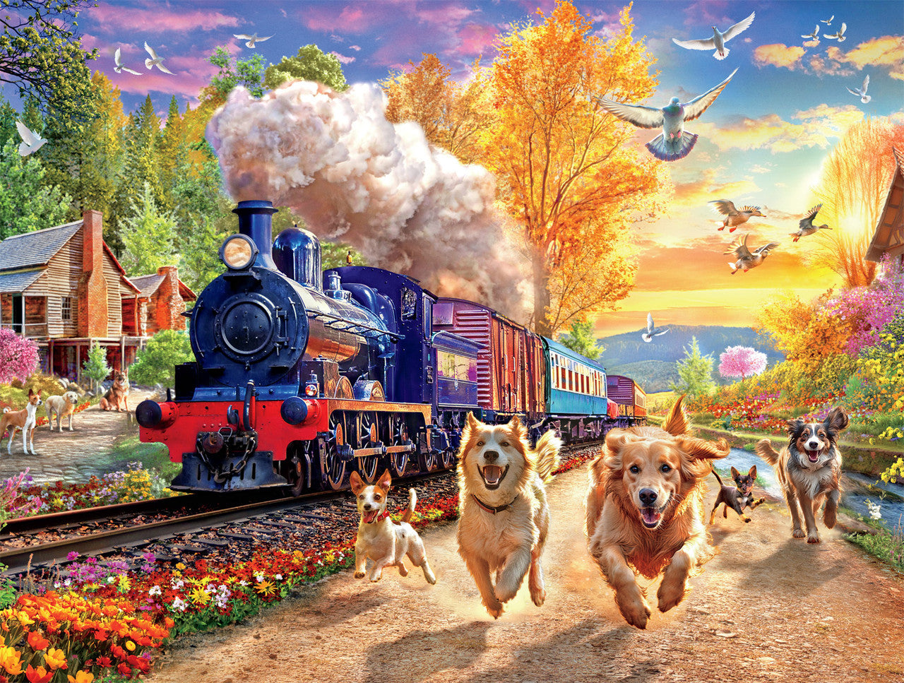Dog Days: Racing the Train 750 Piece Puzzle