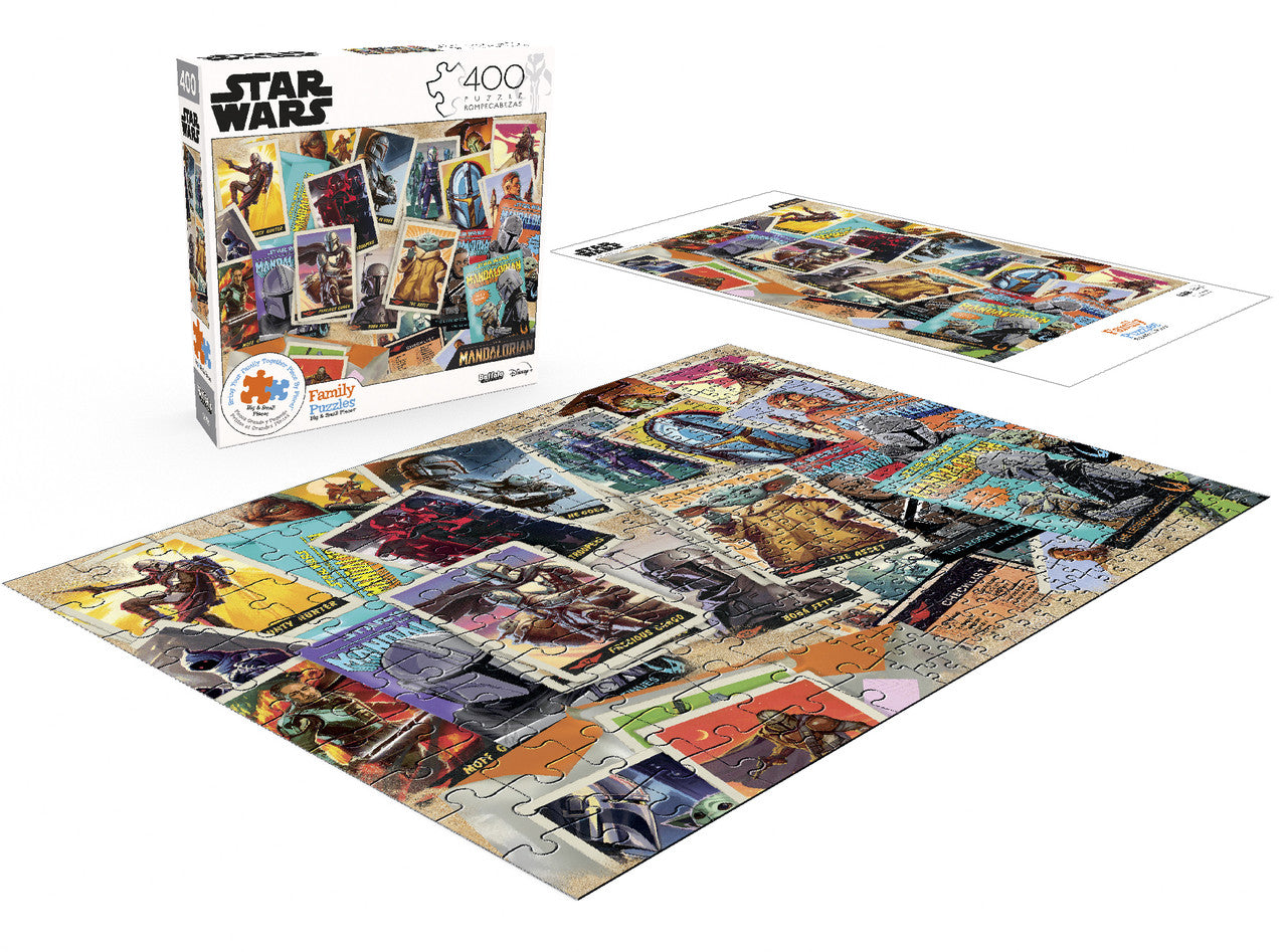 Star Wars™ The Mandalorian Trading Card Expansion Pack 400 Piece Family Jigsaw Puzzle Contents