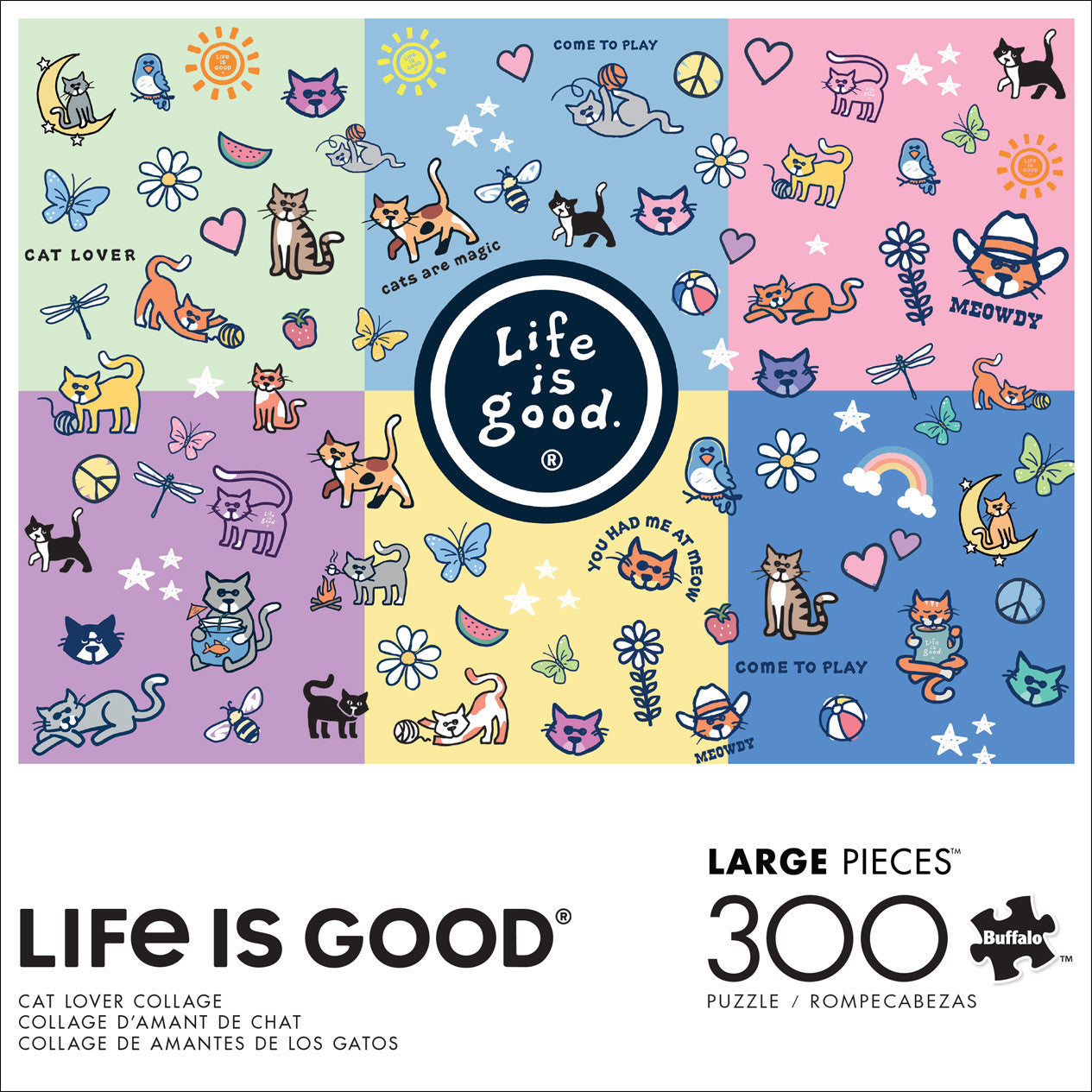 Life is Good: Cat Lover Collage 300 Large Piece Puzzle
