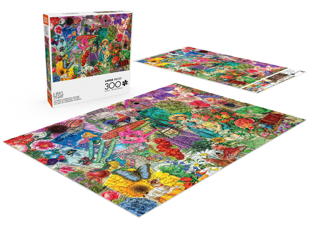 Lars Stewart: Colorful Gardening Collage 300 Large Piece Puzzle