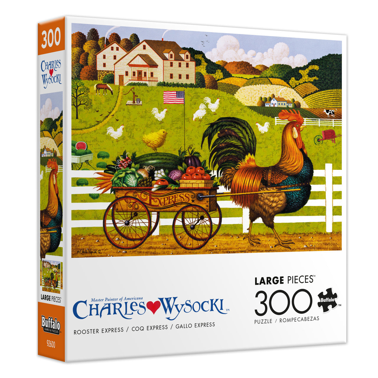 Charles Wysocki: Rooster Express 300 Piece Puzzle – Buffalo Games