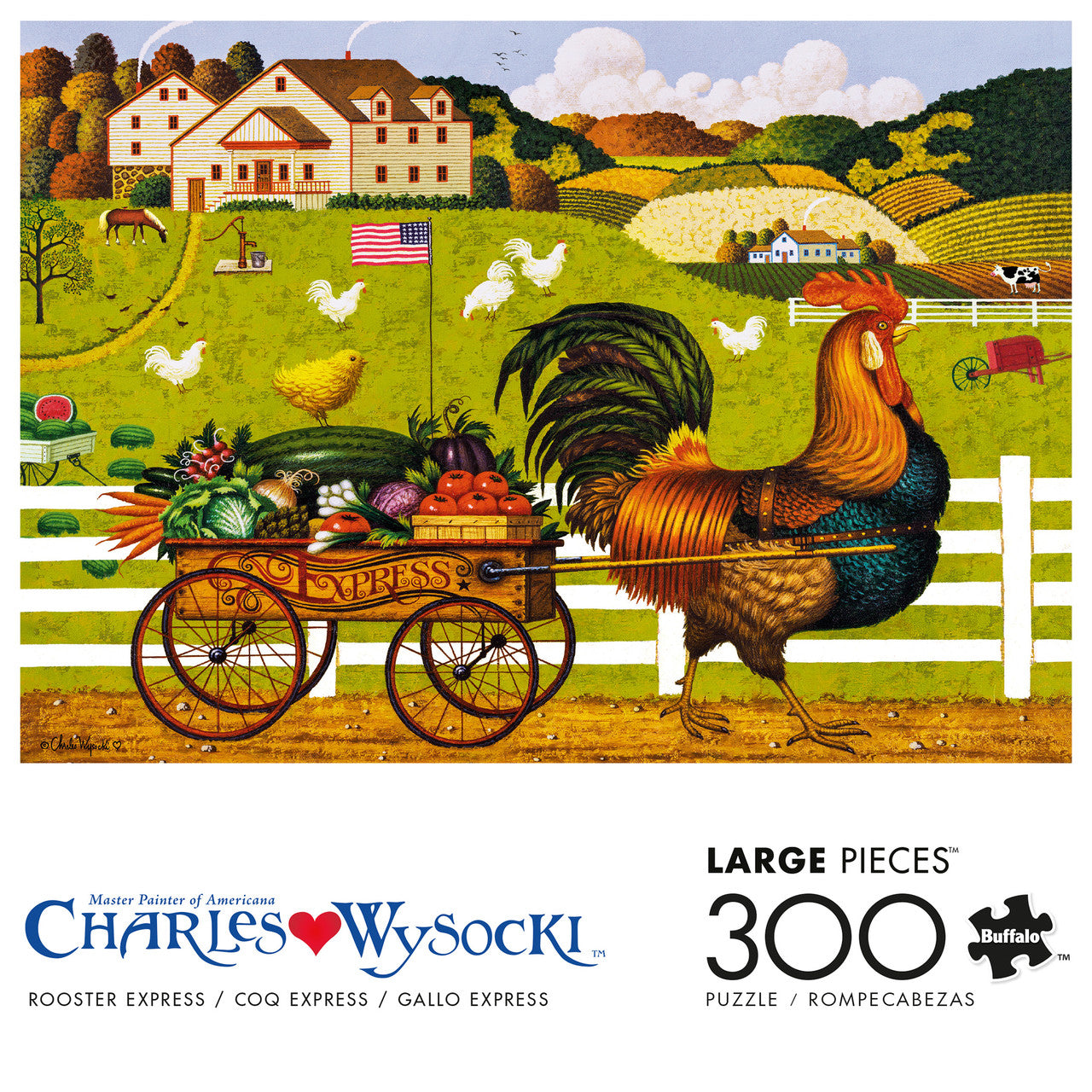 Charles Wysocki: Rooster Express 300 Piece Puzzle